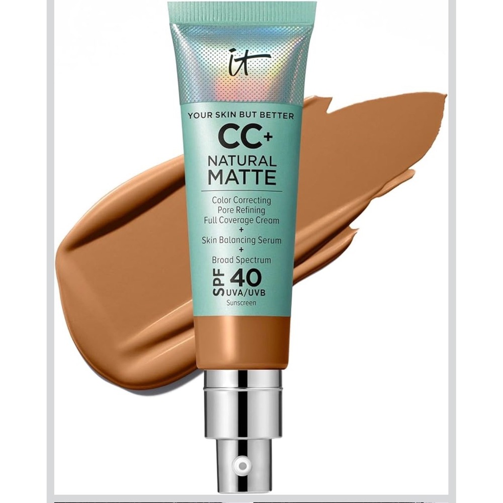IT Cosmetics CC+Poreless Finish Cream Oil Free‎ Matte w/SPF 40– RICH HONEY NIB